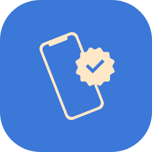 Icon of a phone with a checkmark badge