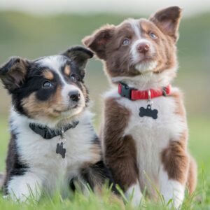 Two puppies outside